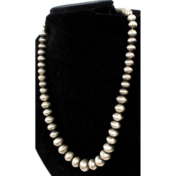 Navajo Brushed Sterling Silver Bead Necklace