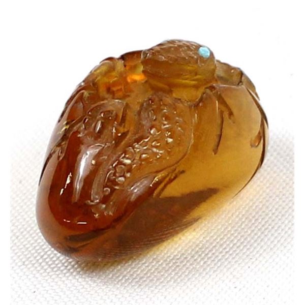 Zuni Amber Hatching Lizard Fetish by D. Kaamasee