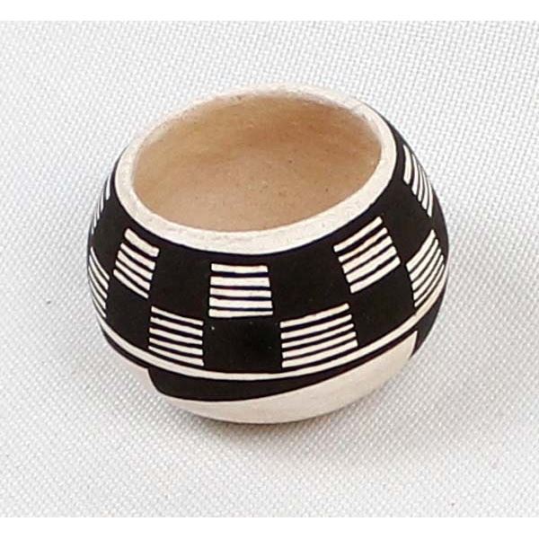 Miniature Acoma Black on White Pottery Jar