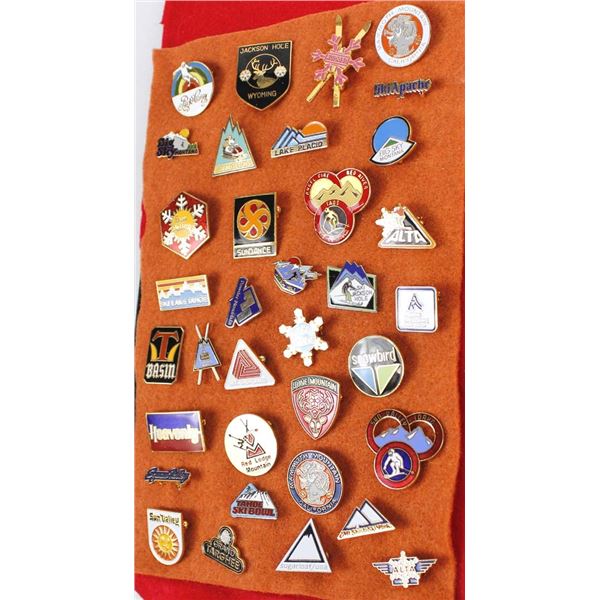 35 Various Vintage Ski Lapel Pins