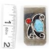 Image 5 : Native American Navajo Turquoise Coral Money Clip