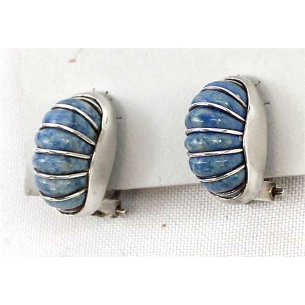 Sterling & Denim Turquoise Pierced Earrings