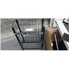 Image 2 : Black metal rack with metal base sign holders and 48" faux wood blinds