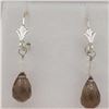 Image 1 : NEW STERLING SILVER GENUINE SMOKY QUARTZ AND MOONSTONE BRIOLETTE EARRINGS - RETAIL $150
