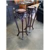 Image 2 : TWO TALL CARVED WOOD PLANTER STANDS WITH STONE INSERTS