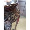 Image 8 : TWO TALL CARVED WOOD PLANTER STANDS WITH STONE INSERTS