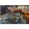 Image 2 : VINTAGE CARVED WOOD ENDTABLE WITH GLASS SERVING TRAY TOP