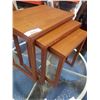 Image 2 : 3 PIECE TEAK MADE IN DENMARK NESTING ENDTABLE SET