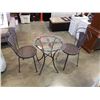 Image 1 : 3 PIECE GLASSTOP AND WICKER LOOK BISTRO SET - 2 FOOT DIAMETER X 27.5 INCHES TALL