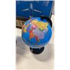 Image 2 : 2 GLOBES ONE WITH BRASS STAND, SMALL SHELF, TWIST-A-CISER EXERCISE BOARD