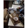 Image 2 : 2 TRAYS OF COLLECTABLES, GLASS JARS, INSULATORS, ESTATE GOODS