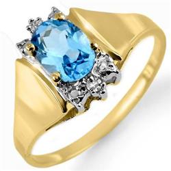 CERTIFIED 1.03ctw BLUE TOPAZ & DIAMOND LADIES RING GOLD