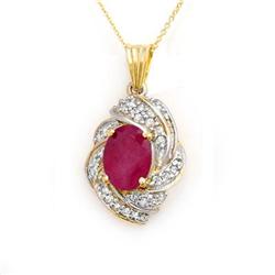 ACA CERTIFIED 3.87ctw RUBY & DIAMOND PENDANT 14KT GOLD