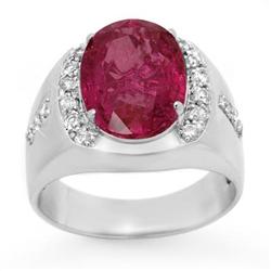 CERTIFIED 7.33ct PINK SAPPHIRE DIAMOND MEN'S RING GOLD