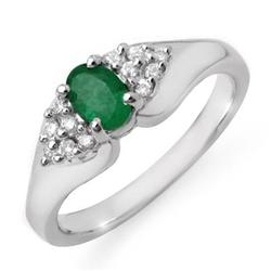 CERTIFIED 0.63ctw DIAMOND & EMERALD RING WHITE GOLD