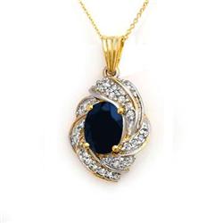 CERTIFIED 3.88ctw SAPPHIRE & DIAMOND PENDANT 14K GOLD