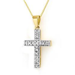 ACA CERTIFIED .20 ctw DIAMOND CROSS PENDANT YELLOW GOLD