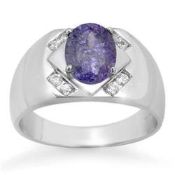 CERTIFIED 2.80ctw DIAMOND & TANZANITE MEN'S RING GOLD