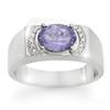 Image 1 : MEN'S 2.60ctw DIAMOND & TANZANITE RING IN WHITE GOLD