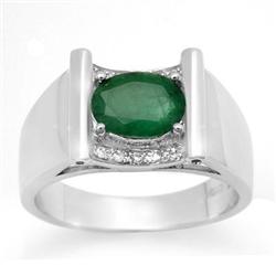 CERTIFIED 1.83ctw DIAMOND & EMERALD MEN'S GOLD RING