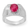 Image 1 : CERTIFIED 3.25ctw PINK SAPPHIRE DIAMOND MEN'S RING GOLD