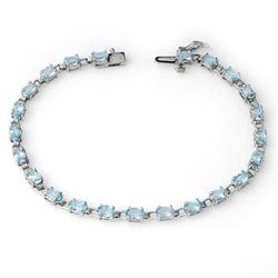 CERTIFIED 8.08ctw BLUE TOPAZ TENNIS BRACELET WHITE GOLD