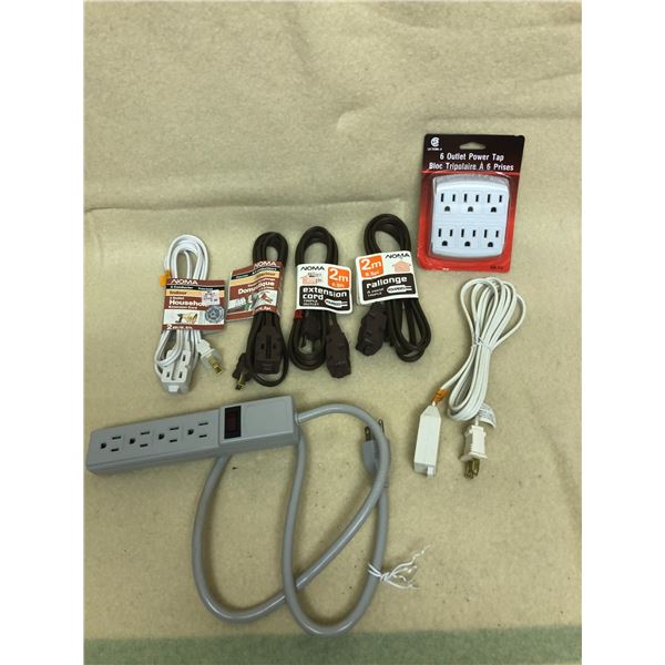 5 extension cords & 2 power bars