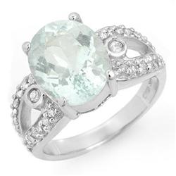 CERTIFIED 4.75ctw AQUAMARINE & DIAMOND RING WHITE GOLD