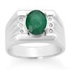 Image 1 : MEN'S 2.06ctw DIAMOND & EMERALD RING SOLID WHITE GOLD