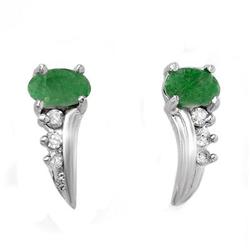 CERTIFIED .60ctw EMERALD & DIAMOND LADIES EARRINGS GOLD