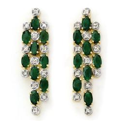 OVERSTOCK 4.03ctw DIAMOND & EMERALD EARRINGS 14KT GOLD