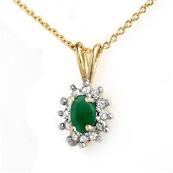 CERTIFIED .51 ctw EMERALD & DIAMOND LADIES PENDANT GOLD