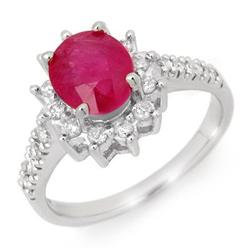 CERTIFIED 3.05ctw RUBY & DIAMOND RING 14KT WHITE GOLD