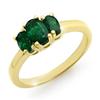 Image 1 : CERTIFIED THREE-STONE  1.0ctw EMERALD RING YELLOW GOLD