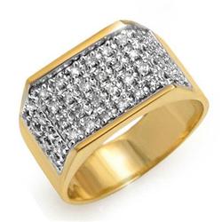 CERTIFIED 1.00ctw DIAMOND MEN'S RING YELLOW GOLD 14KT