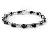 Image 1 : CERTIFIED 11.39ctw SAPPHIRE & DIAMOND TENNIS BRACELET