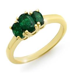 CERTIFIED THREE-STONE  1.0ctw EMERALD RING YELLOW GOLD