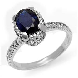 CERTIFIED 2.20 ctw SAPPHIRE & DIAMOND RING WHITE GOLD