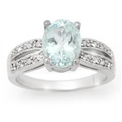 3.30ct CERTIFIED AQUAMARINE & DIAMOND RING 14K W GOLD