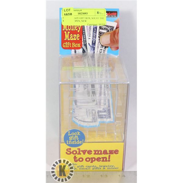 MONEY MAZE GIFT BOX, SOLVE THE MAZE TO OPEN, NEW