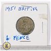 Image 1 : 1951 BRITISH 6 PENCE