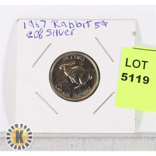 1967 RABBIT NICKEL 80% SILVER