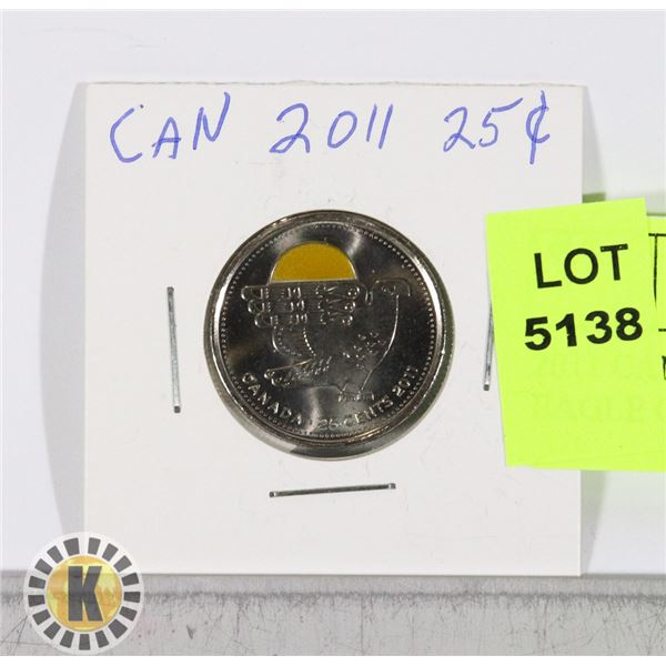 2011 CANADIAN COLORED SUN WITH EAGLE QUARTER