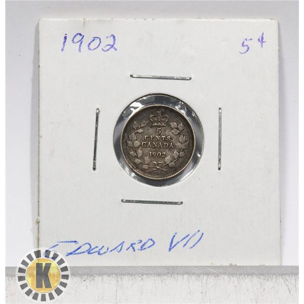 1902 CANADIAN SMALL 5 CENTS