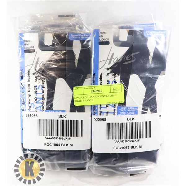 6 PAIRS OF HANES CONVERTIBLE TIGHTS PANTS