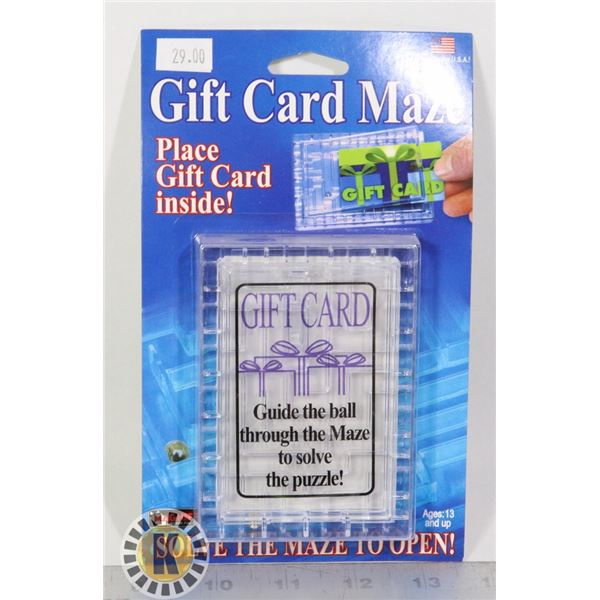 GIFT CARD MAZE, SOLVE THE MAZE TO OPEN, NEW