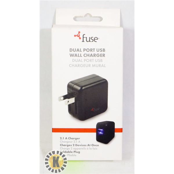 FUSE DUAL PORT USB WALL CHARGER