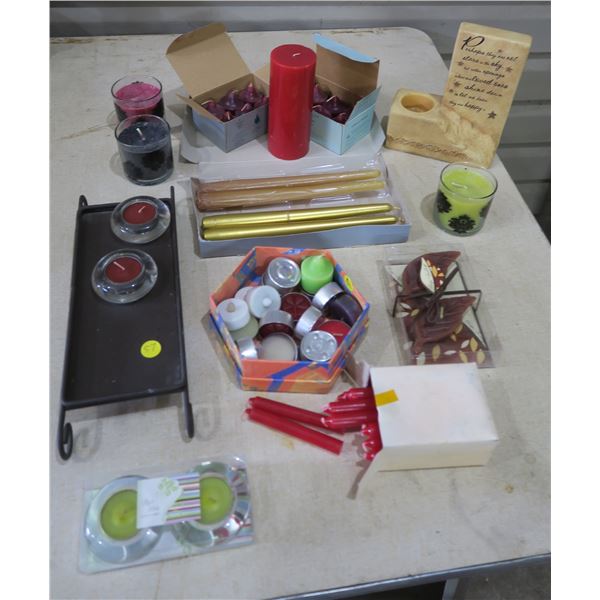 Bundle of Candles - 5 Small Bokes, 2 Small Sets, 1 Holder and 6 Glass Holders