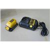 Image 1 : DeWalt 20V Charger and Broken Battery