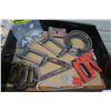 Image 3 : Misc. Tools - Air Hose, 2ft Level, Staple Gun, 5 C-Clamps, Castors, etc.